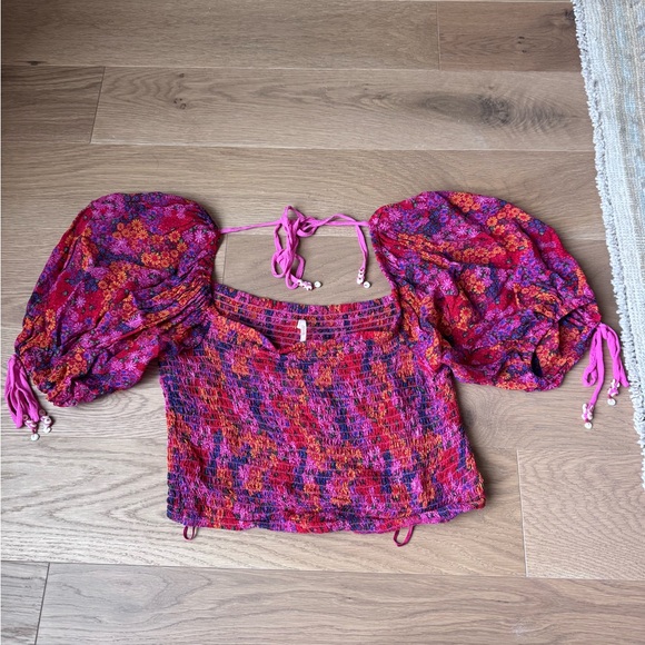 Free People Pink and Purple Floral Blouse - Picture 3 of 3